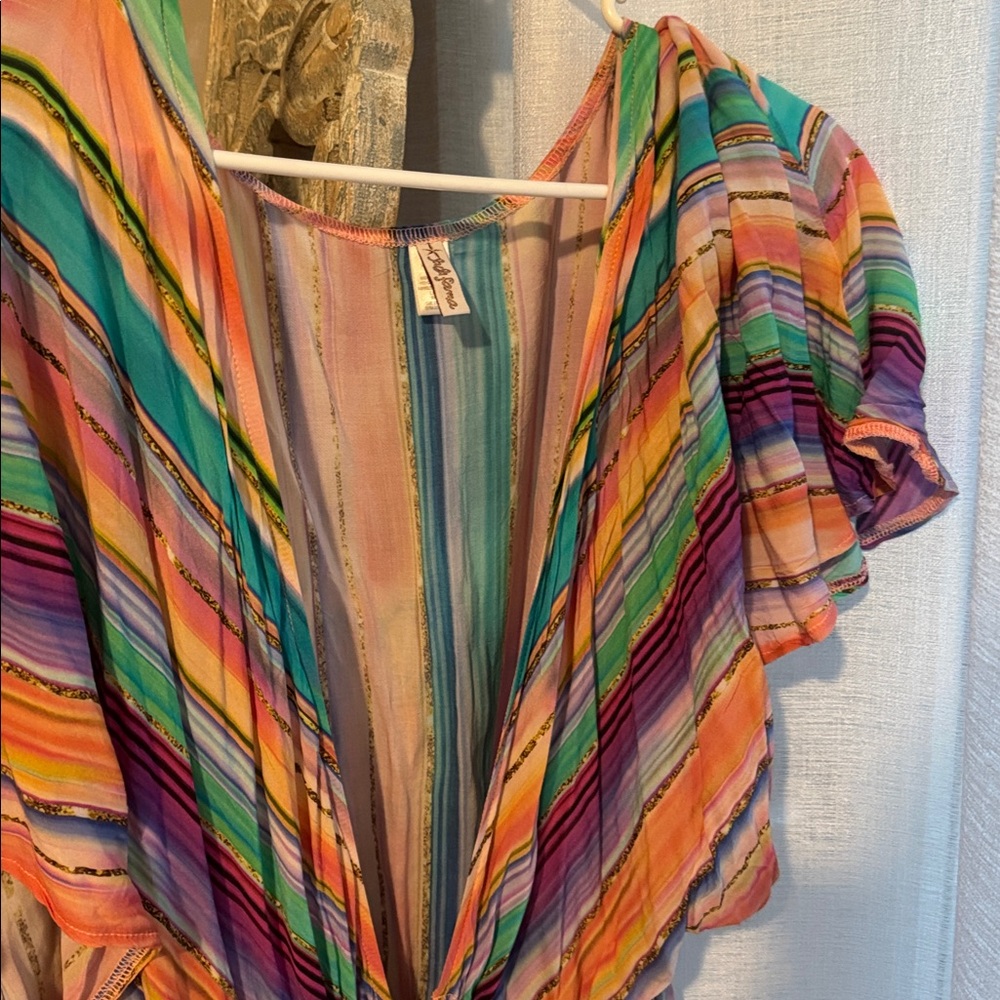 Multicolor Striped cover up Maxi Dress - Vibrant Rainbow